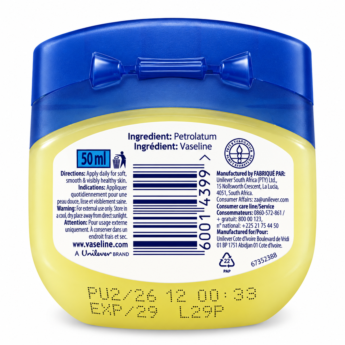 Vaseline Blue Seal Pure Petroleum Jelly Original – 50 ml