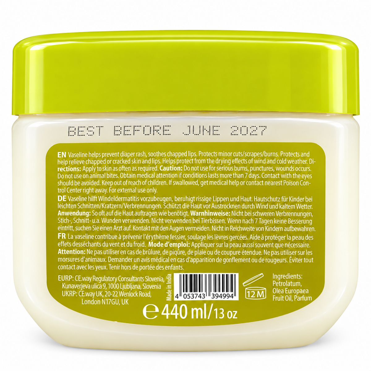 Ebony Baby Jelly Olive Oil – Vaseline Petroleum Gel – 440 ml