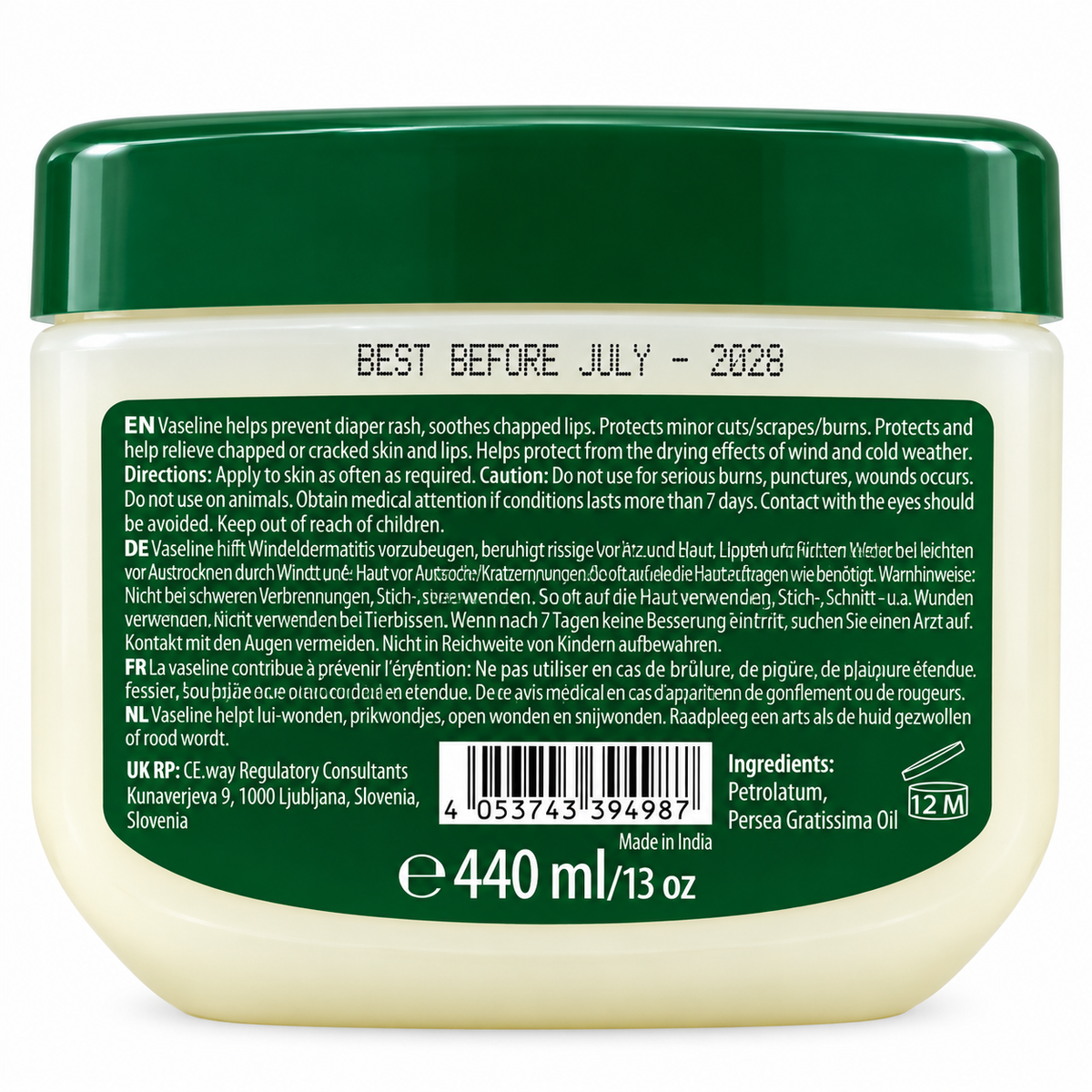 Ebony Baby Jelly Avocado Oil – Vaseline Petroleum Gel – 440 ml