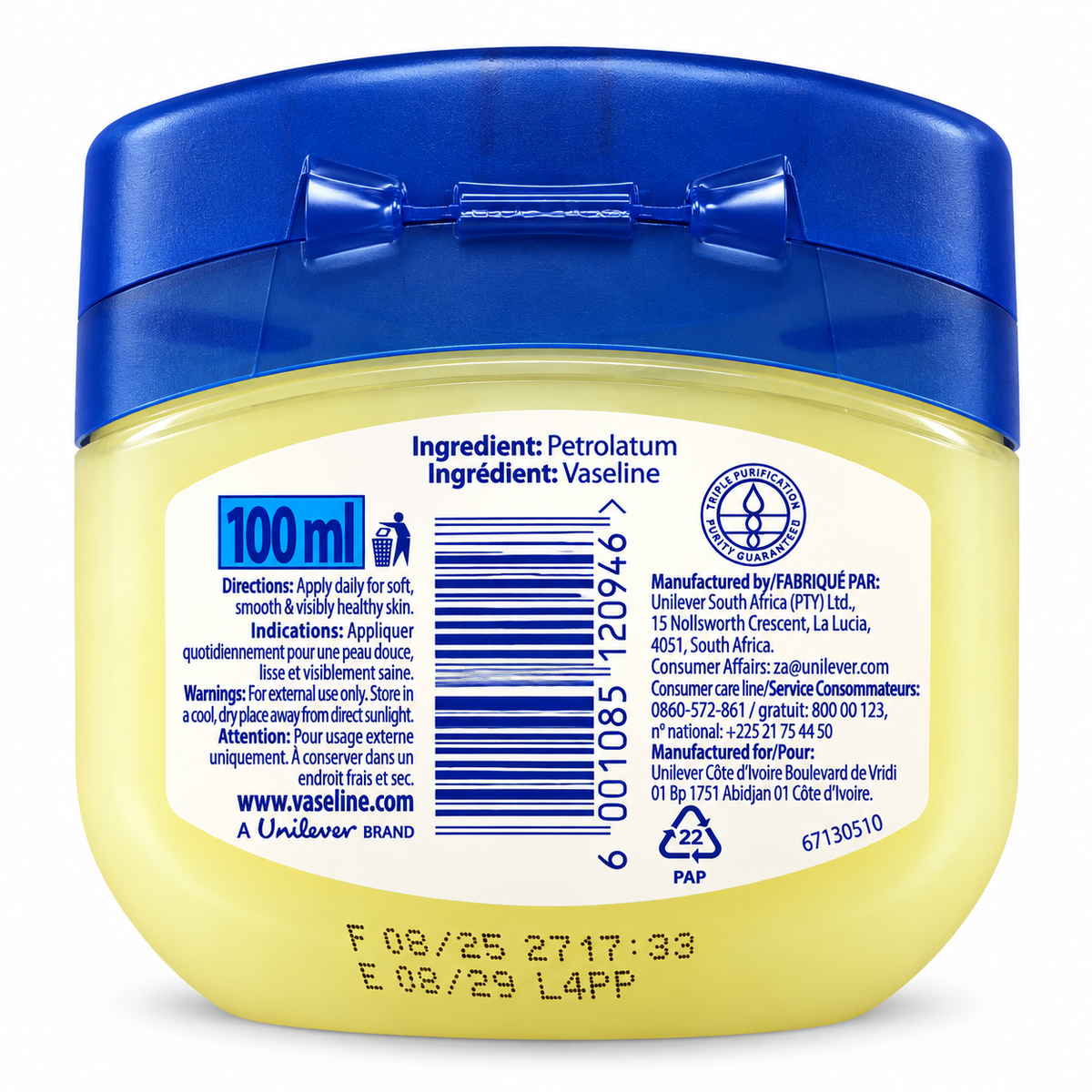 Vaseline Blue Seal Pure Petroleum Jelly Original – 100 ml