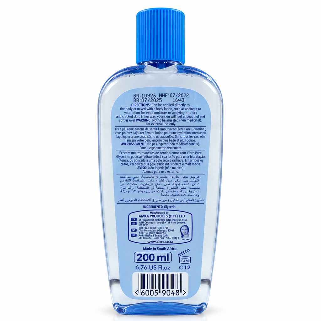Clere Pure Glycerine för Hud – 200 ml