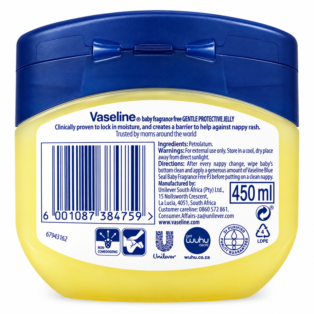 Vaseline Blue Seal Baby Fragrance Free Gentle Protective Jelly – 450 ml