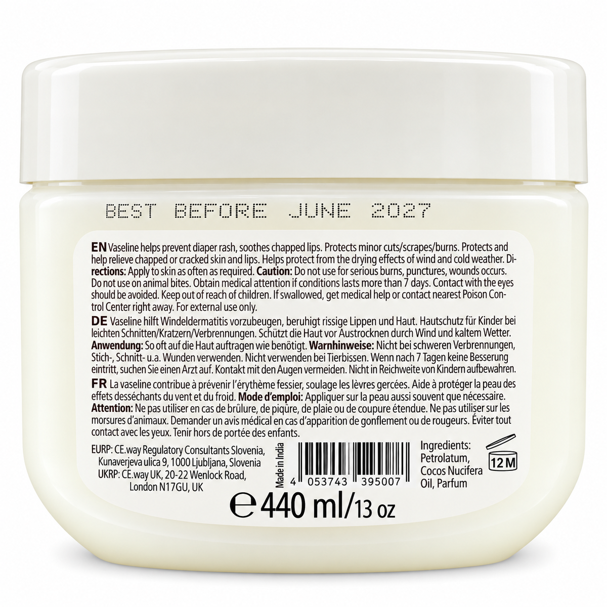 Ebony Baby Jelly Coconut – Vaseline Petroleum Gel – 440 ml